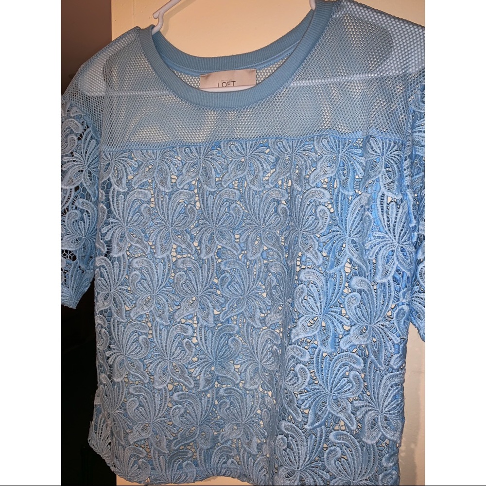LOFT: BABY BLUE LACE SHIRT